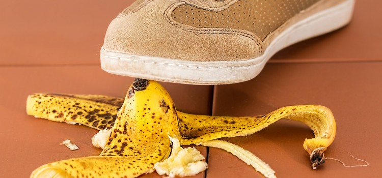 stepping on a banana peel